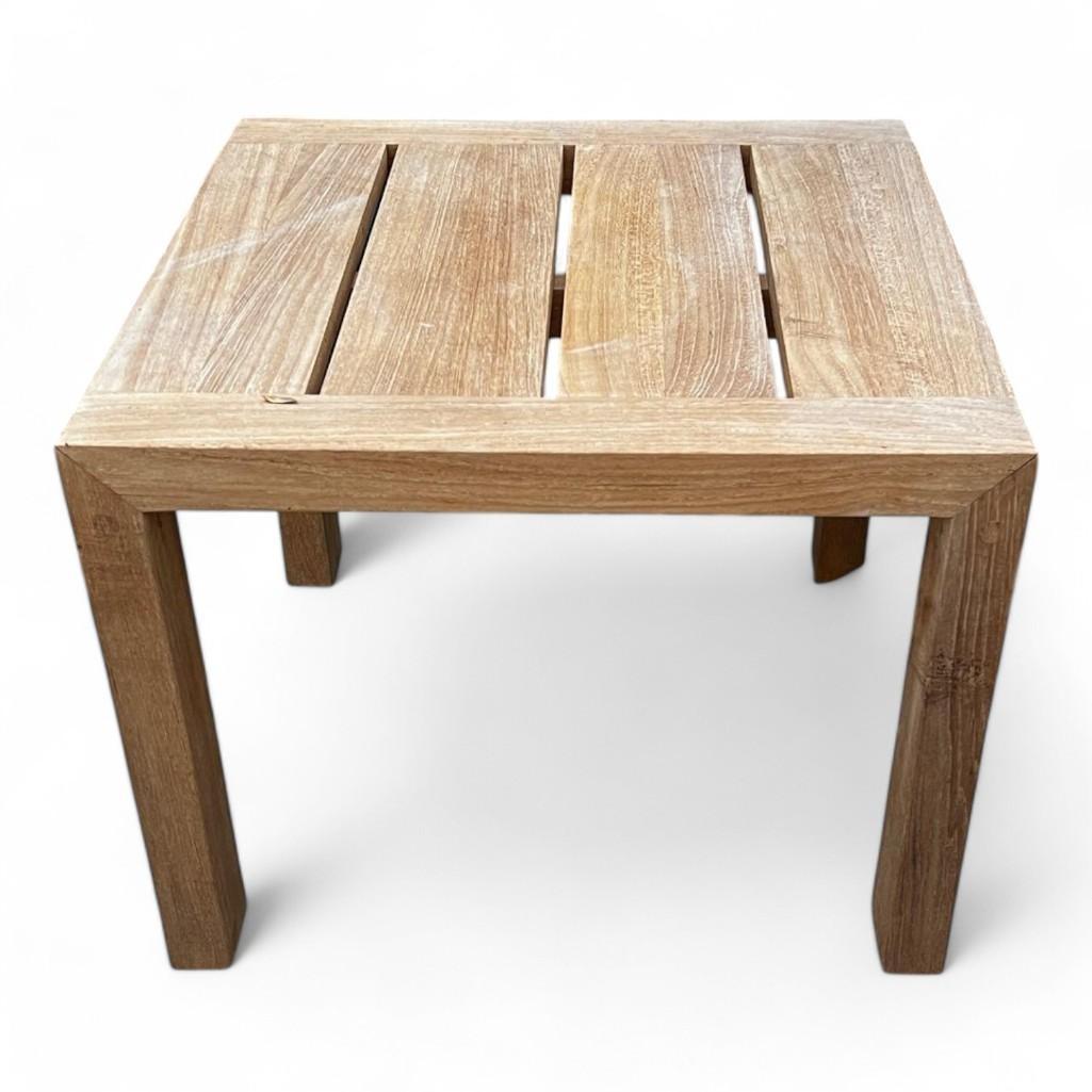 Restoration Hardware Teak Outdoor Side End Table, Natural Teak, Aegean Collection - Weathered Teak