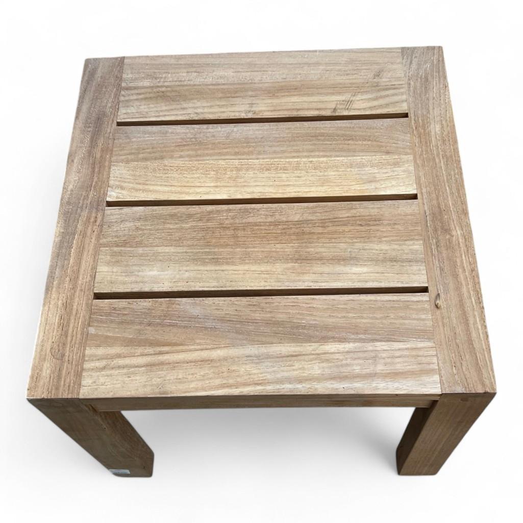 Restoration Hardware Teak Outdoor Side End Table, Natural Teak, Aegean Collection - Weathered Teak