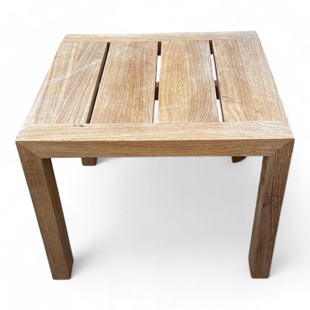Restoration Hardware Teak Outdoor Side End Table, Natural Teak, Aegean Collection - Weathered Teak