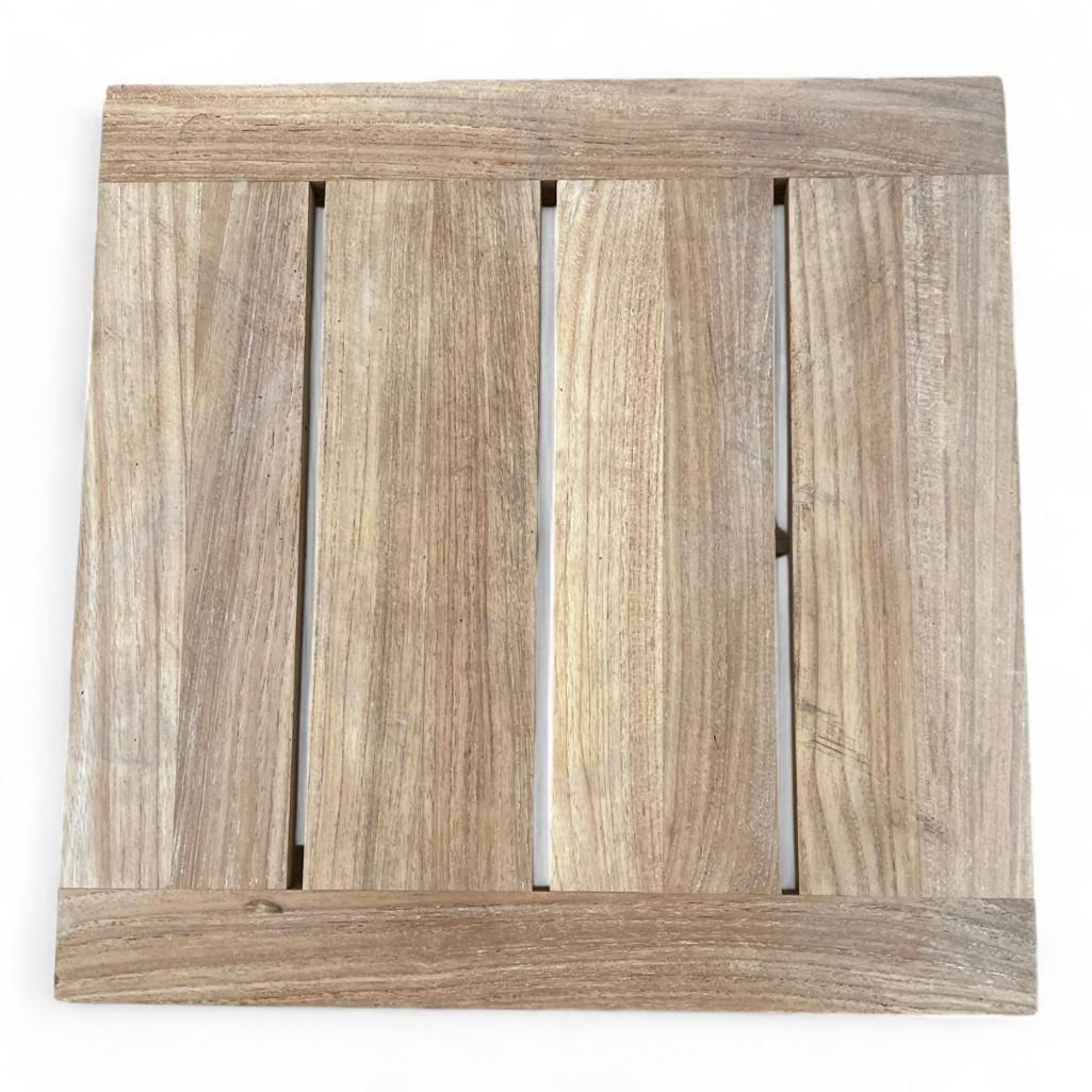 Restoration Hardware Teak Outdoor Side End Table, Natural Teak, Aegean Collection - Weathered Teak