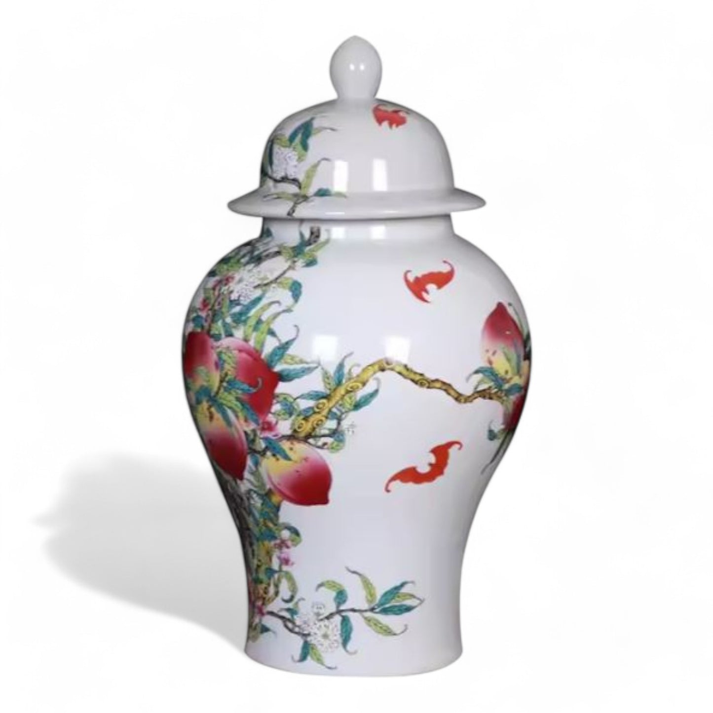 Custom Chinese Hand-Painted Porcelain Ginger Jar Peach Motif Home Decor, Signed