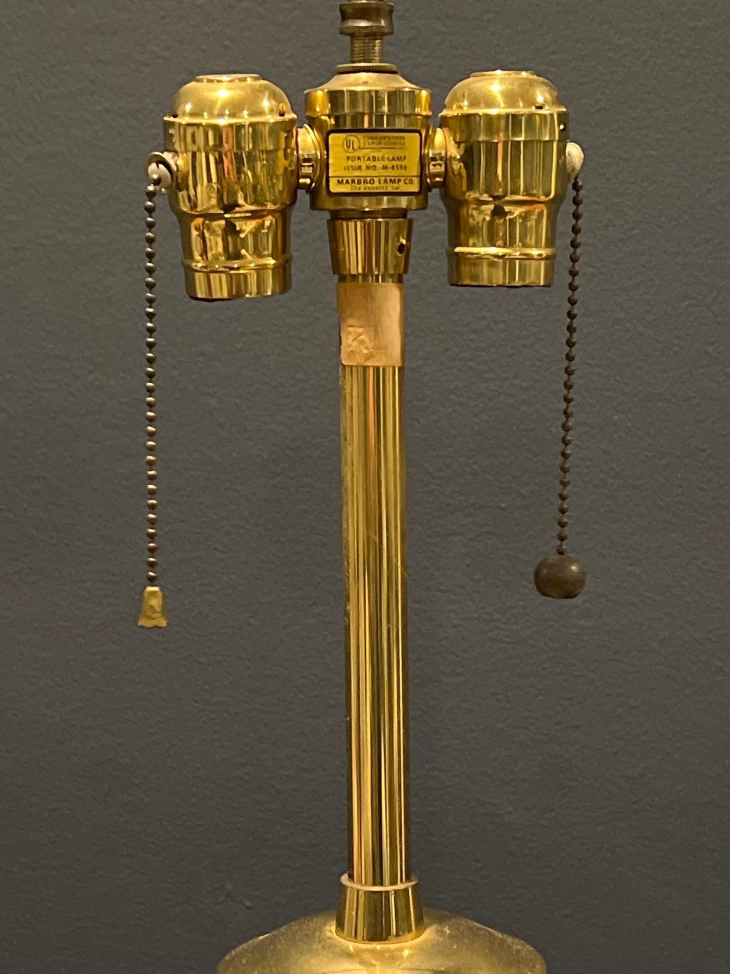 Brass Double Dragon Handle Brass Table Lamp, Vintage
