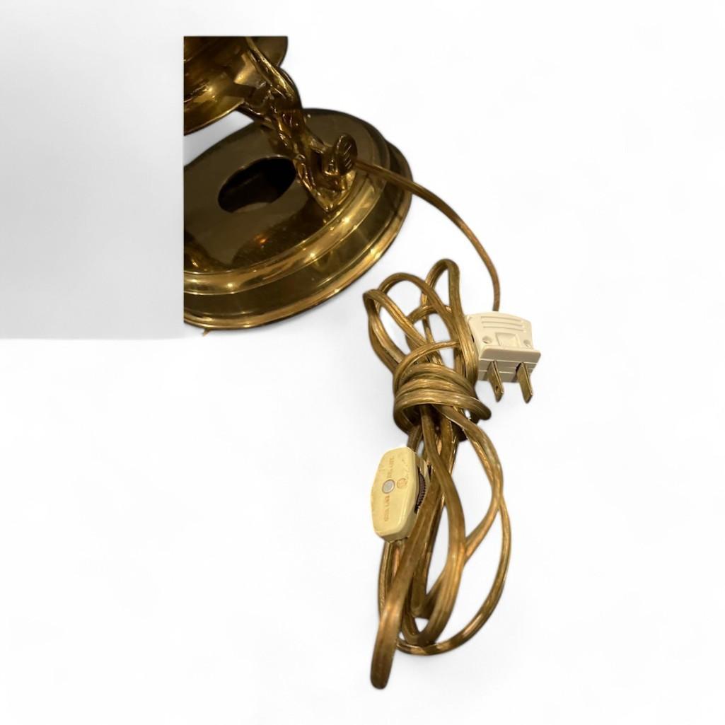 Brass Double Dragon Handle Brass Table Lamp, Vintage