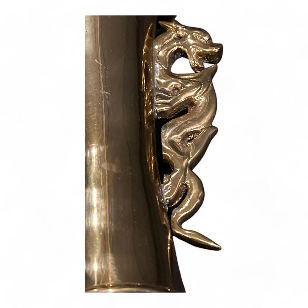 Brass Double Dragon Handle Brass Table Lamp, Vintage