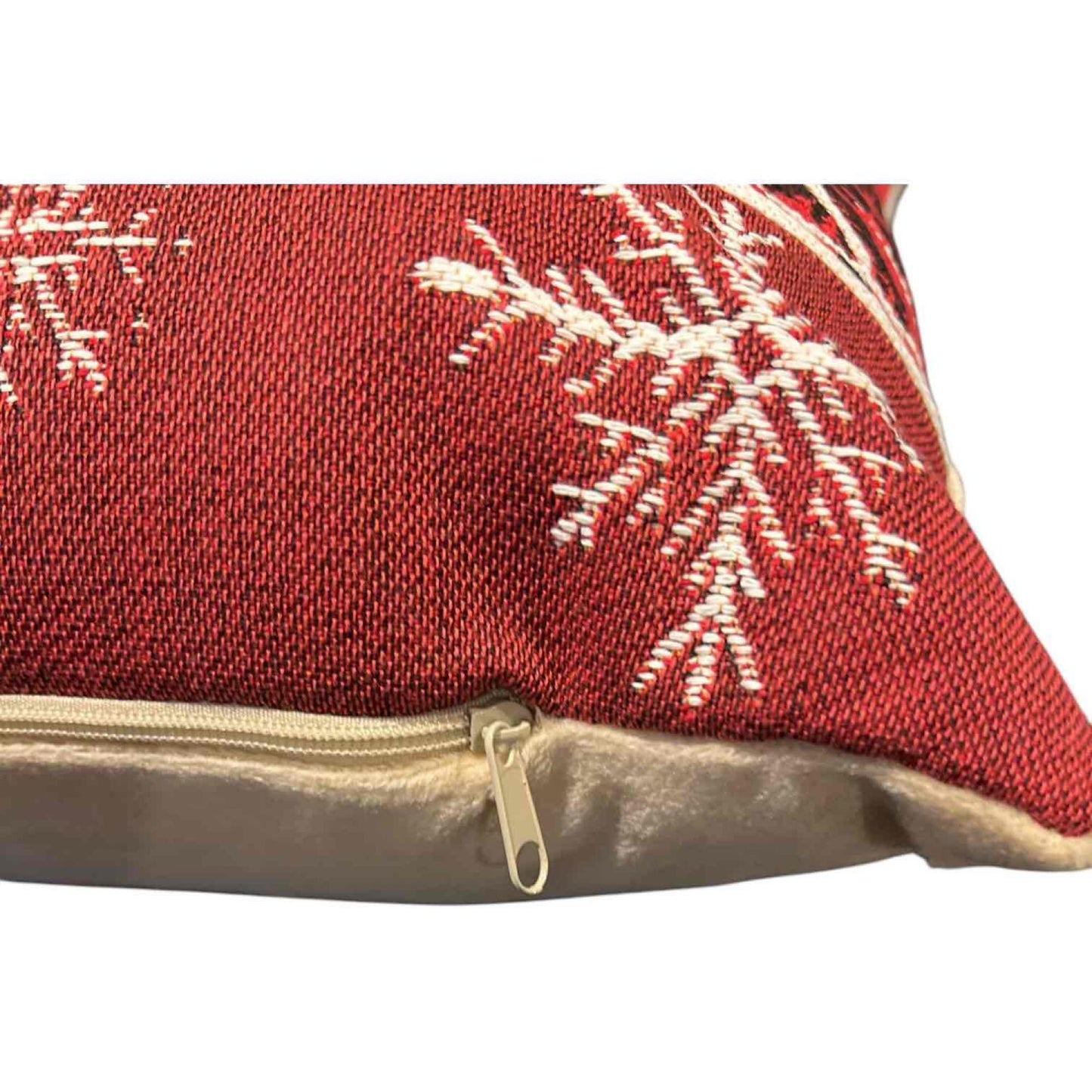 Luxury French Tapestry Lumbar Pillow by Rolande Du Dreuilh French Designer - Red Color Skiing Motif, Christmas Decorative Pillow