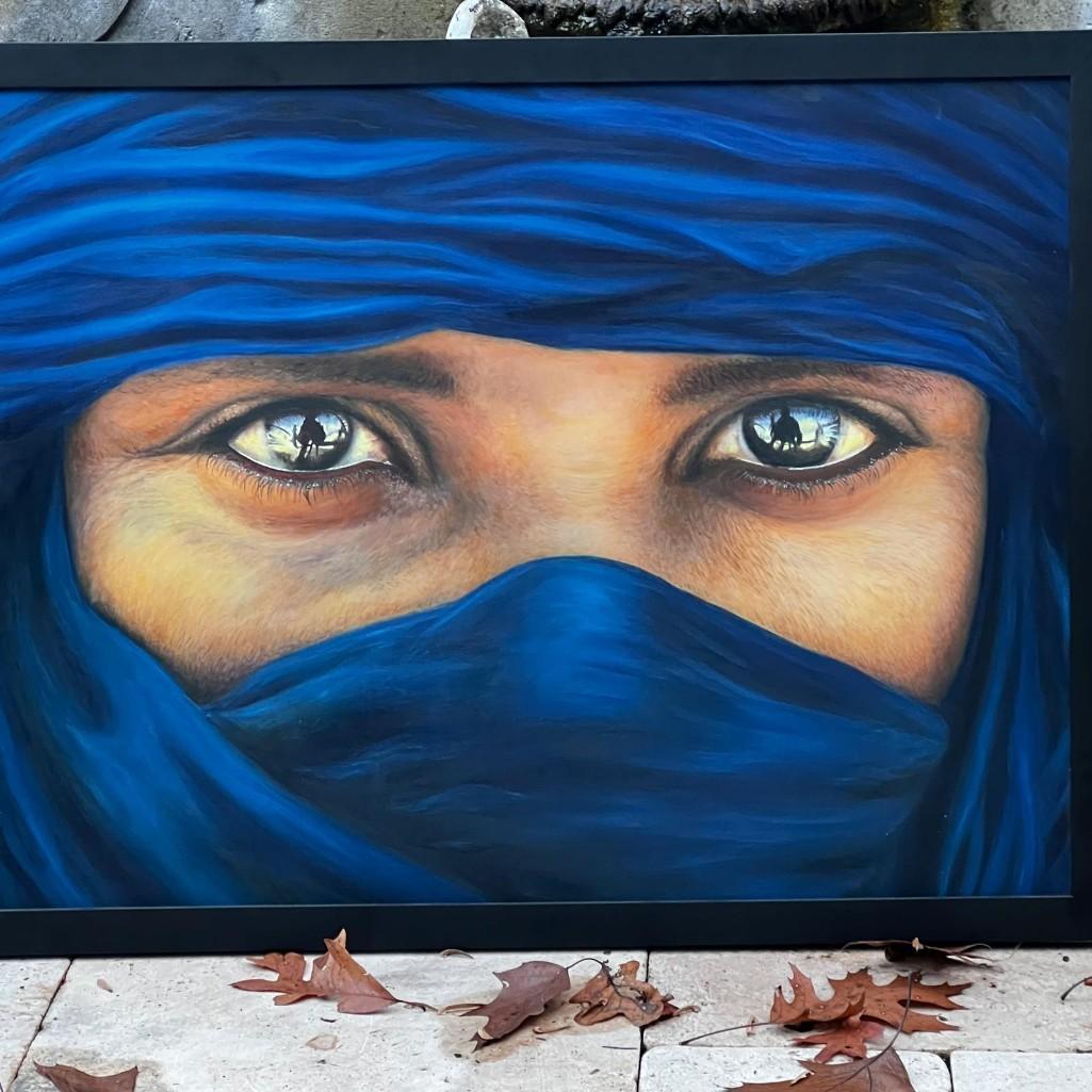 Framed Wall Art of National Geographic Cover Afghani Girl- Blue Men of the Sahara