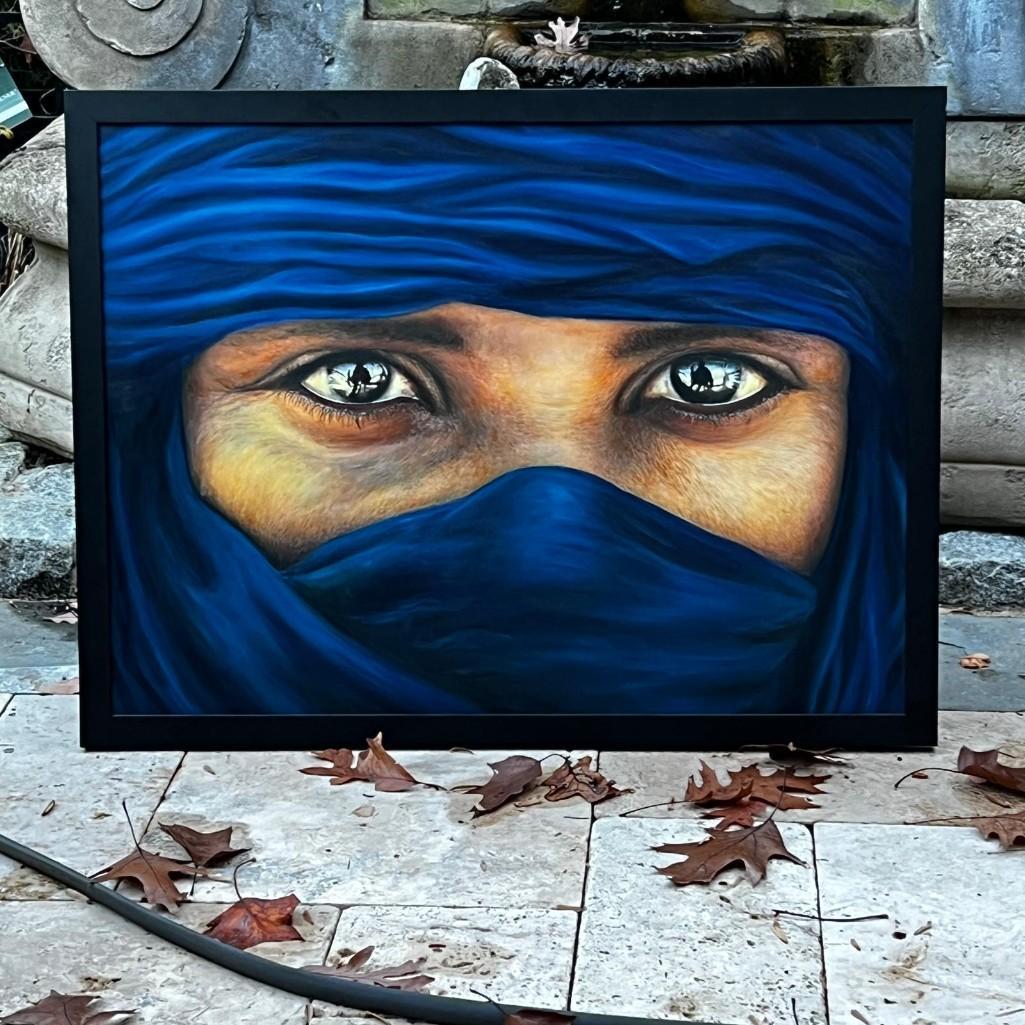 Framed Wall Art of National Geographic Cover Afghani Girl- Blue Men of the Sahara