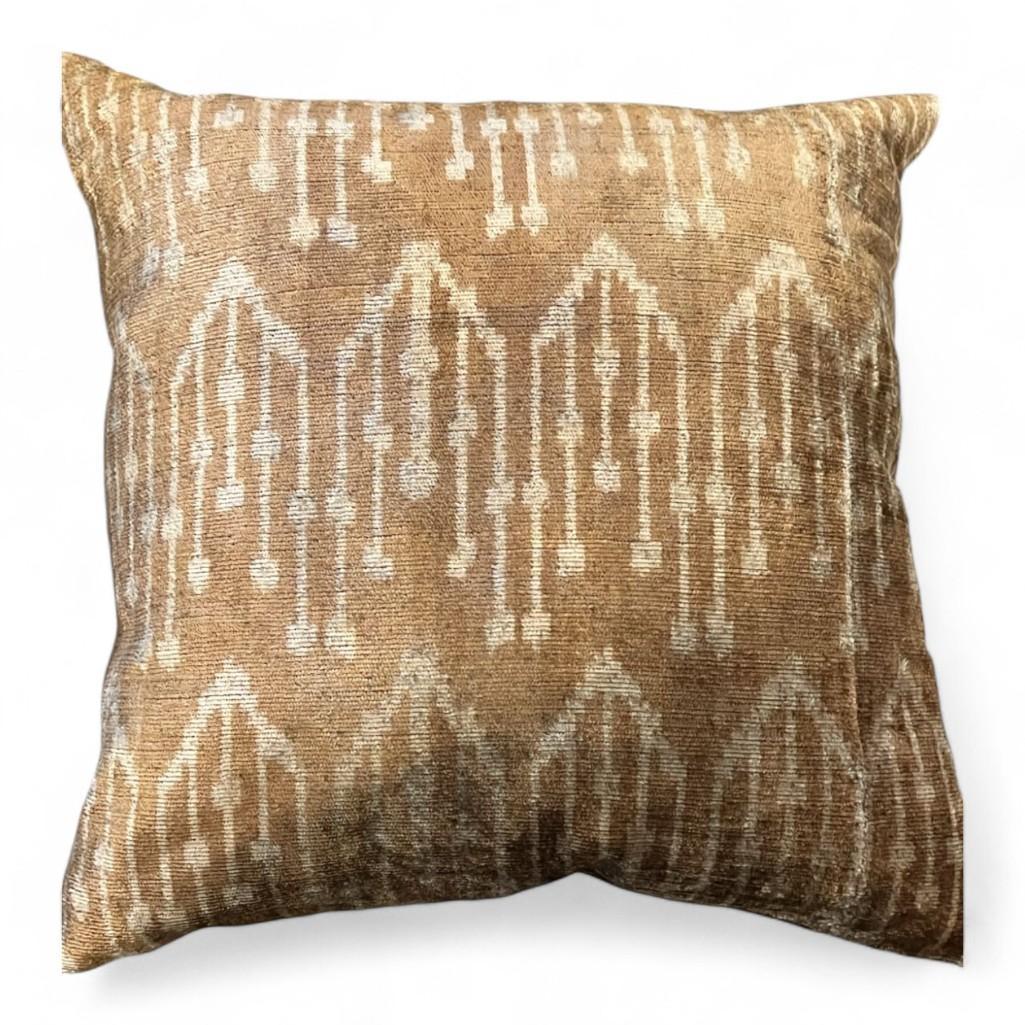 Williams Sonoma Velvet Gold and Cream Accent Pillow