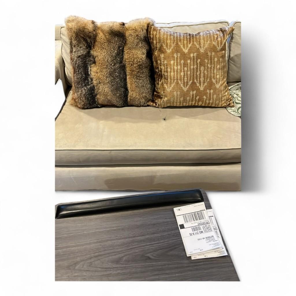 Williams Sonoma Velvet Gold and Cream Accent Pillow