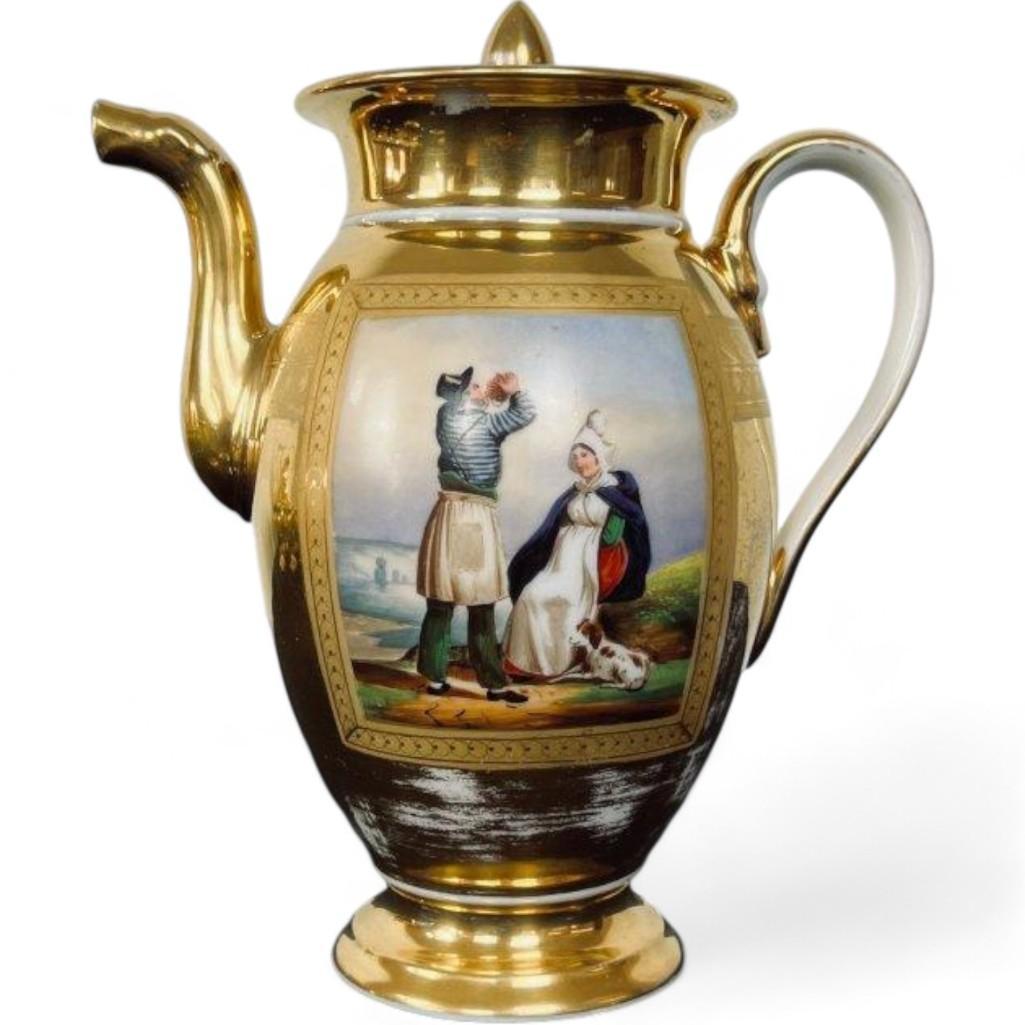 Rare French Early 19th Century Old Paris Porcelain Coffee & Chocolate Set - Antique Collectible, Luxury Home Decor, Valued at $20,000