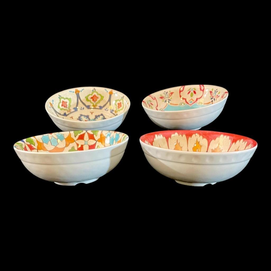 Williams Sonoma Melamine Bowls Dinnerware, Set of 4, Turkish Iznik Pattern Collection