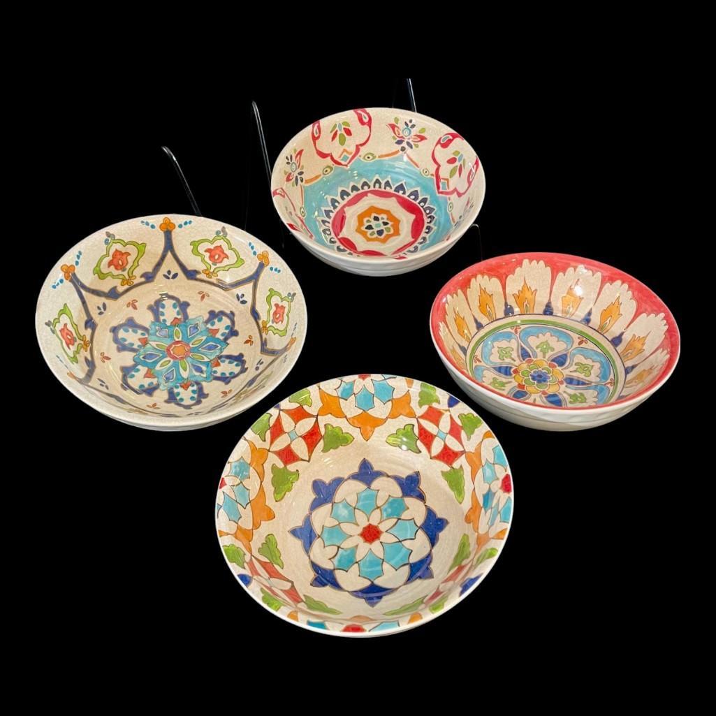 Williams Sonoma Melamine Bowls Dinnerware, Set of 4, Turkish Iznik Pattern Collection