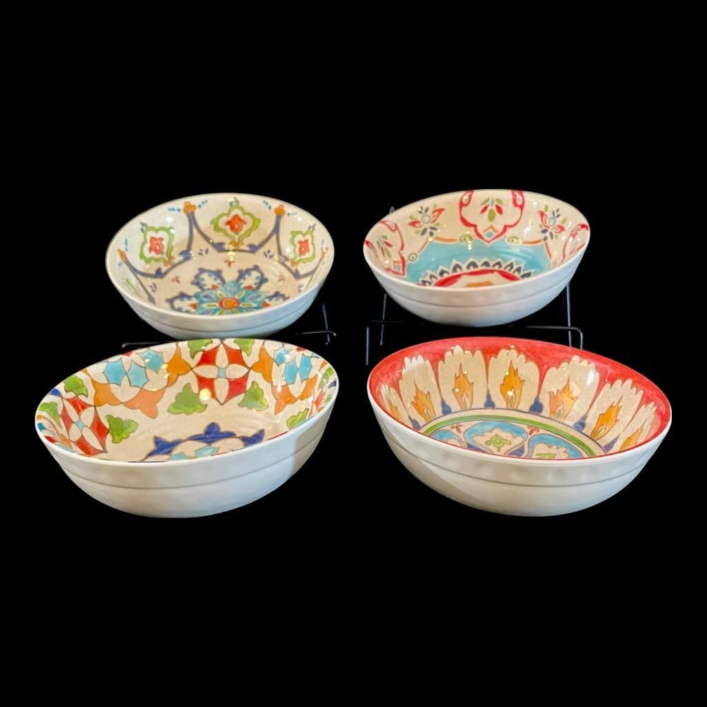 Williams Sonoma Melamine Bowls Dinnerware, Set of 4, Turkish Iznik Pattern Collection