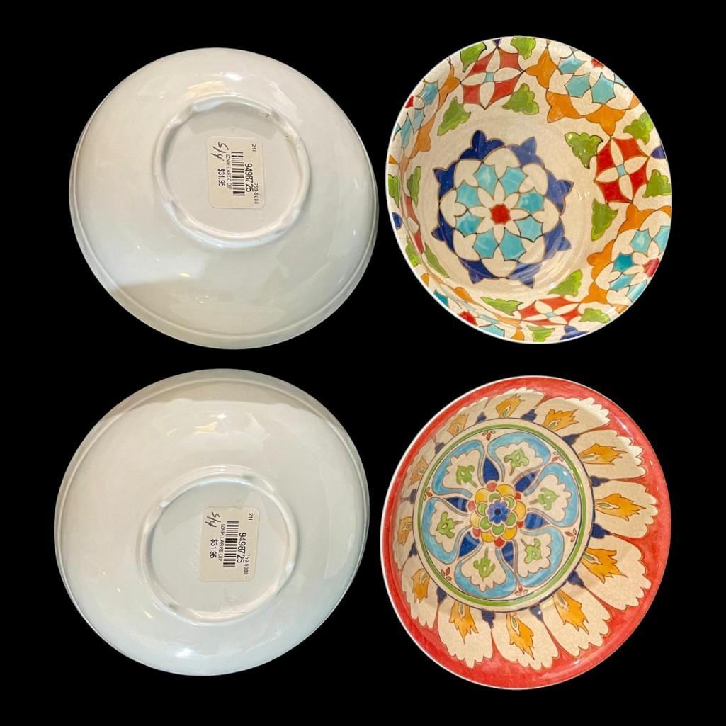Williams Sonoma Melamine Bowls Dinnerware, Set of 4, Turkish Iznik Pattern Collection