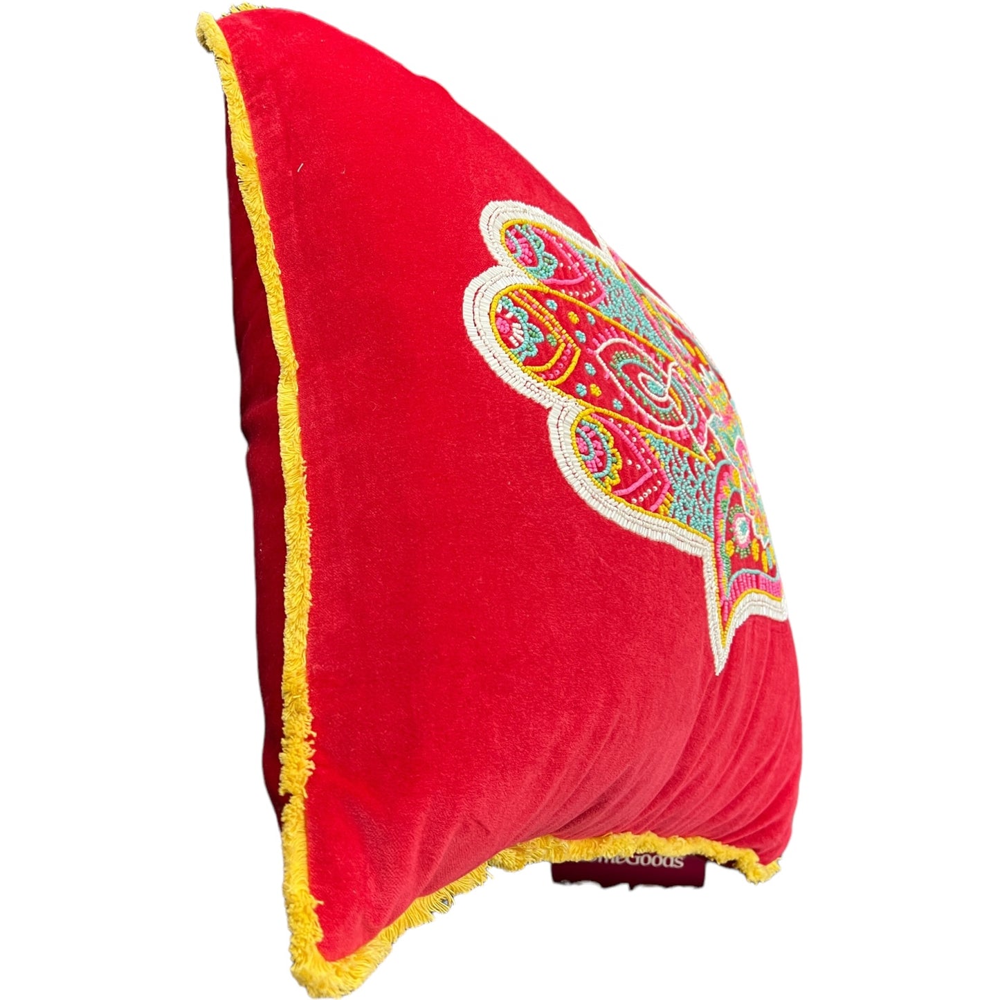 Radiant Retreat: Mandala Accent Pillow in Vivid Velvet Beaded Bohemian Colors
