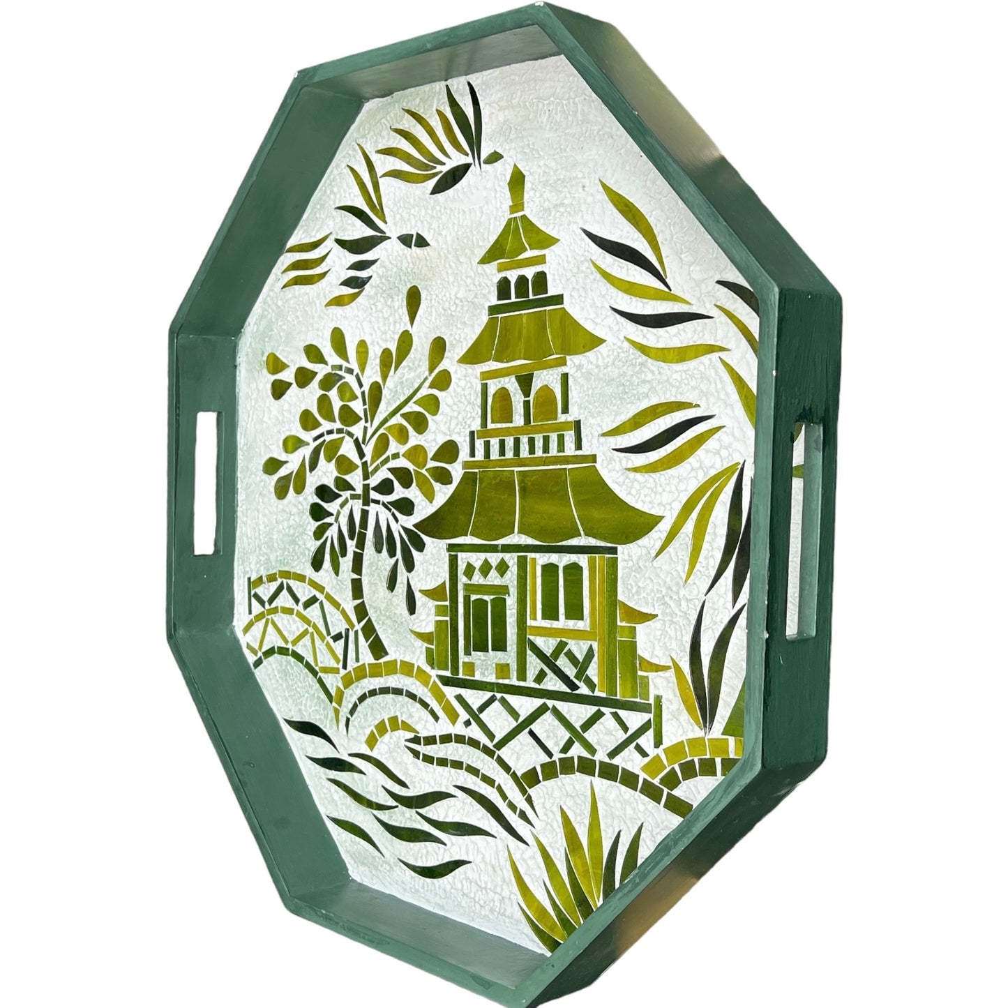 Asian Inspired Pagoda Octagonal Serving Decorative Tray