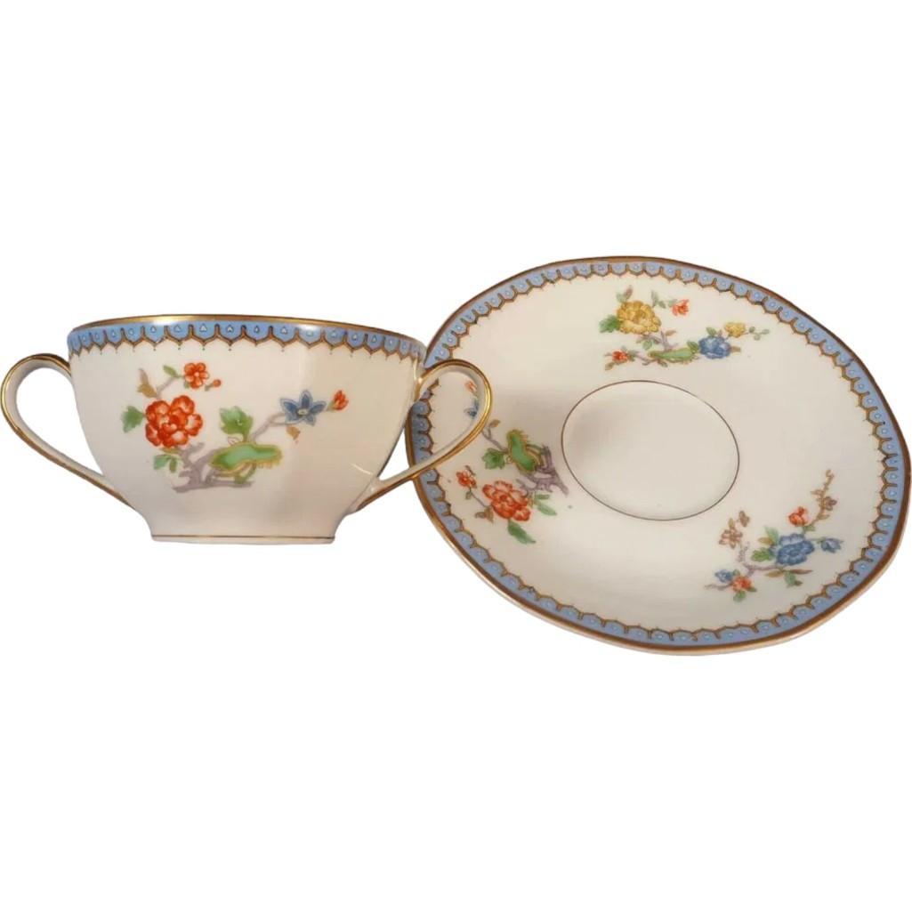 Limoges France HAVILAND PARADISE Cream Soup Bouillon Bowl Saucer
