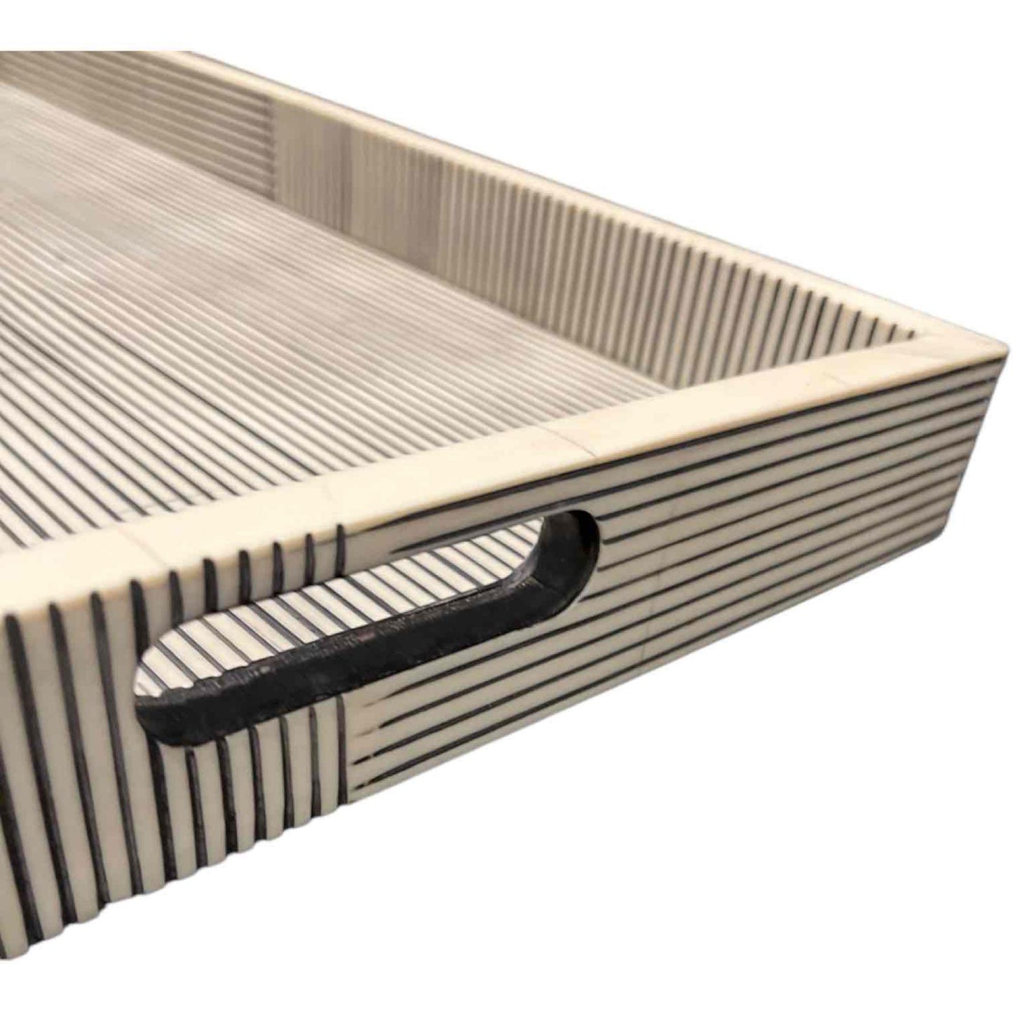 Decorative Hand Crafted Serving Tray, Bone & Resin