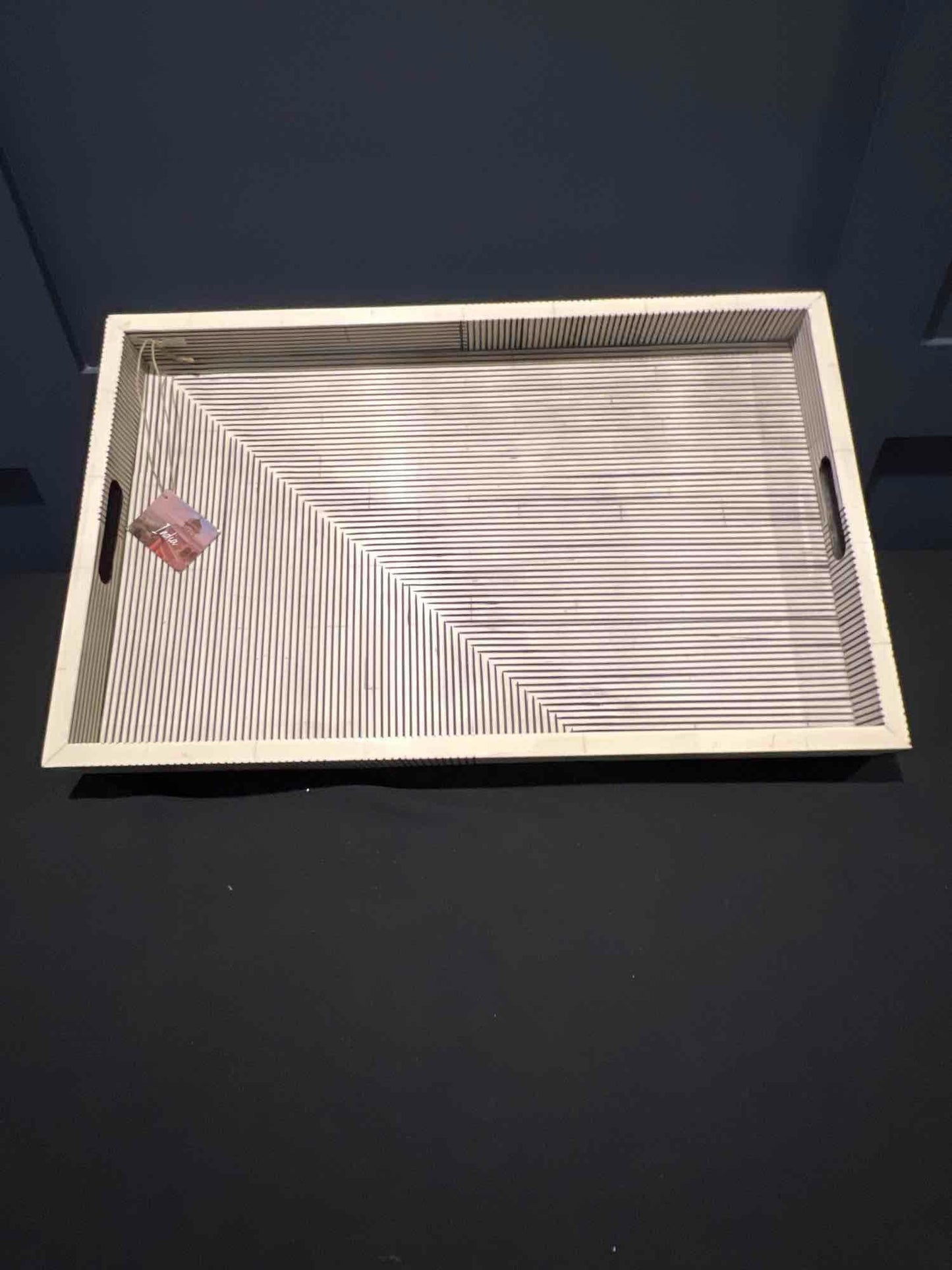 Decorative Hand Crafted Serving Tray, Bone & Resin