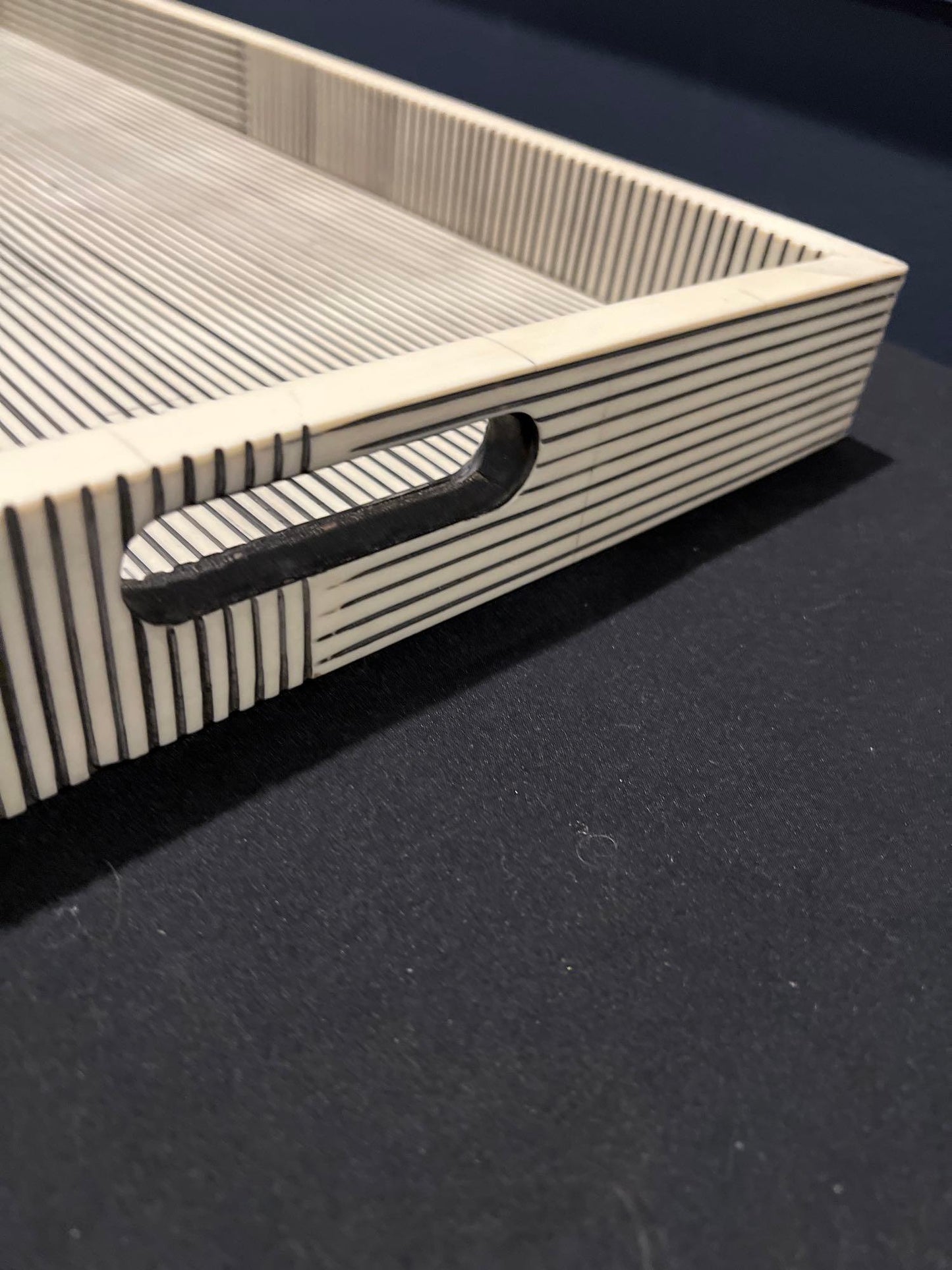 Decorative Hand Crafted Serving Tray, Bone & Resin