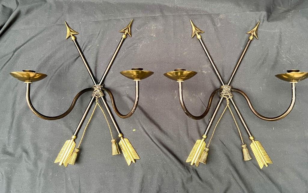 Pair of Bronze Arrows Sconce Wall Decor, Wall Candle Holder, Wall Lamps