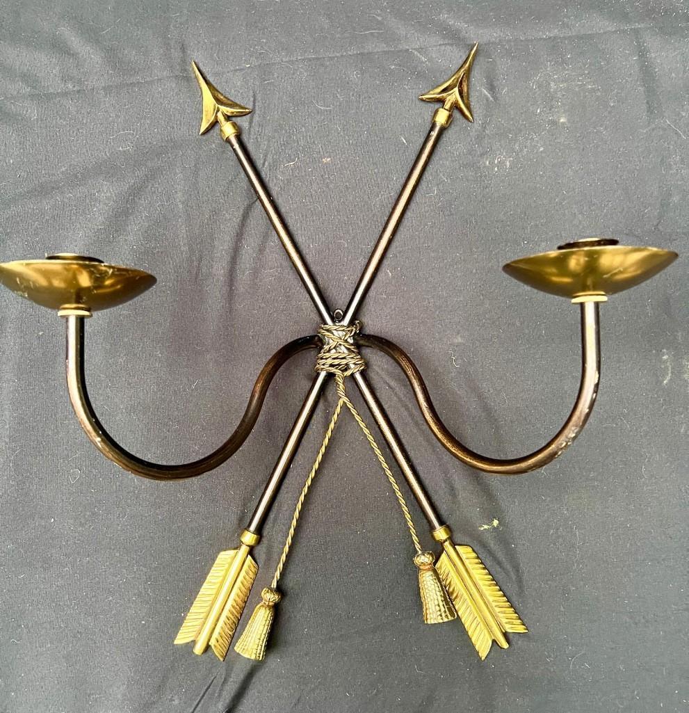 Pair of Bronze Arrows Sconce Wall Decor, Wall Candle Holder, Wall Lamps