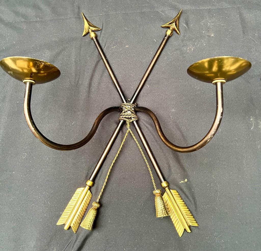 Pair of Bronze Arrows Sconce Wall Decor, Wall Candle Holder, Wall Lamps