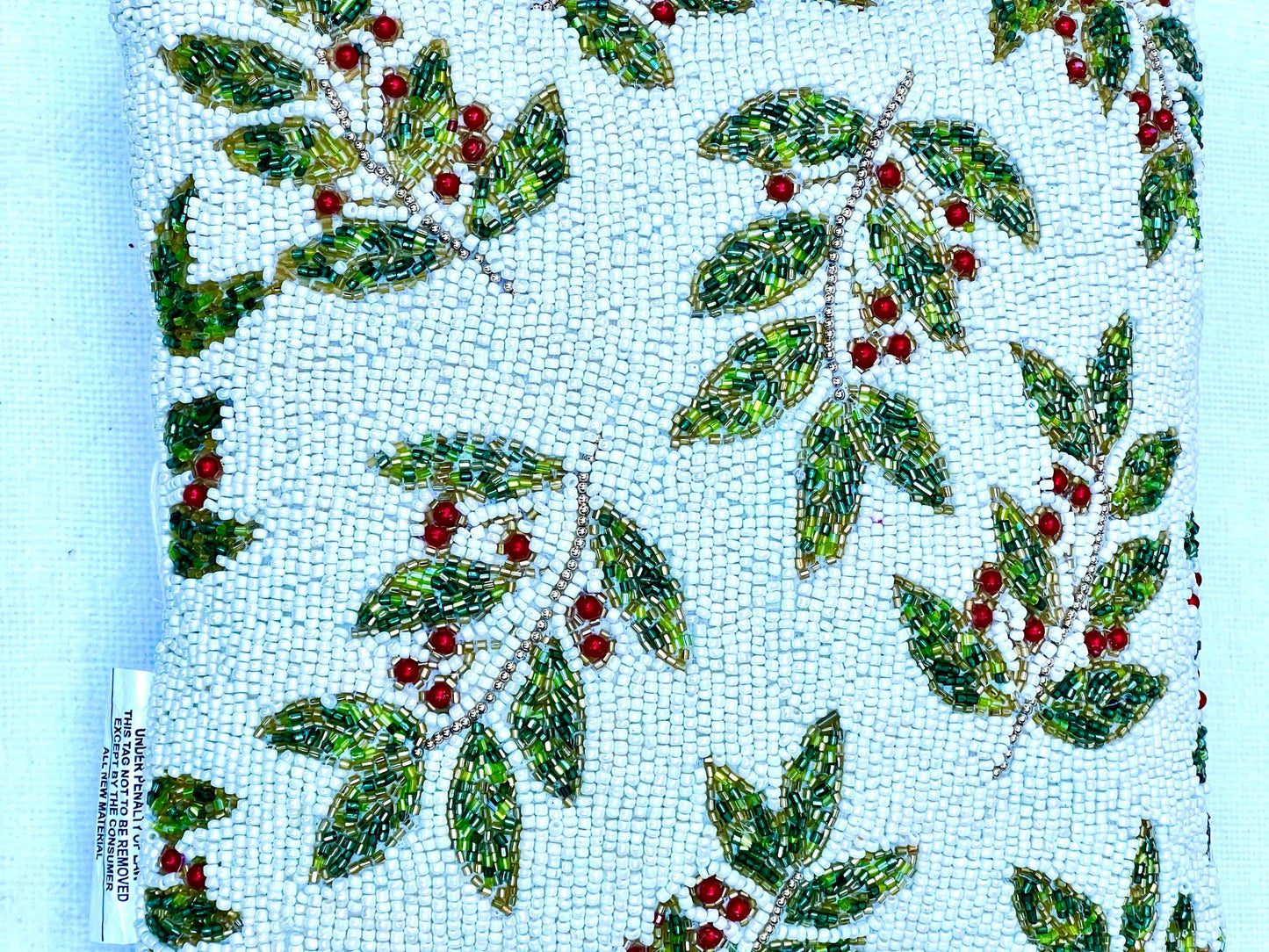 Holiday Accent Throw Pillow, Holly and Berries Motif, a Pair