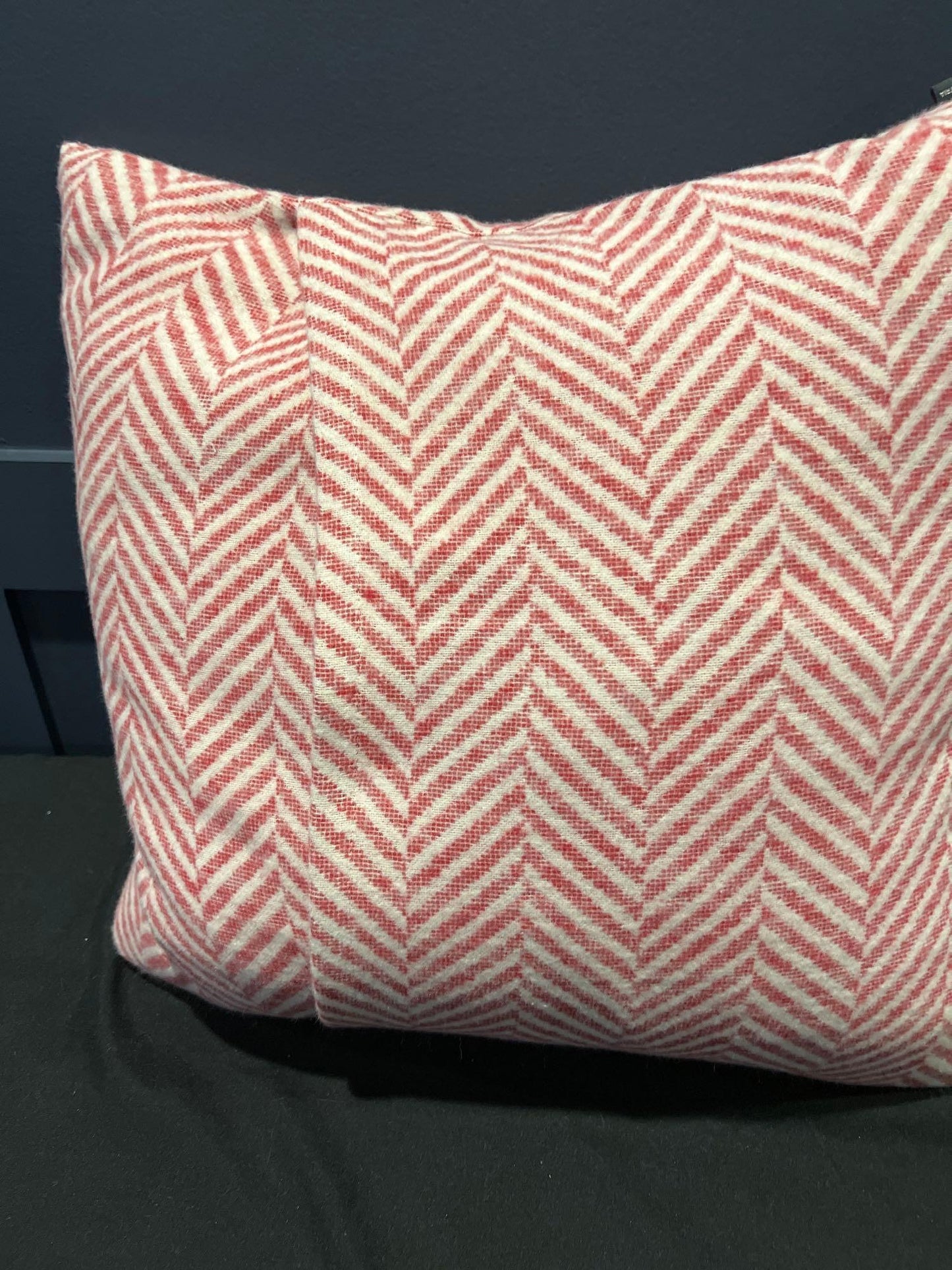 David Fussenger Luxury Austrian Decorative Accent Throw Pillow, Holiday Red And White Chevron Deer