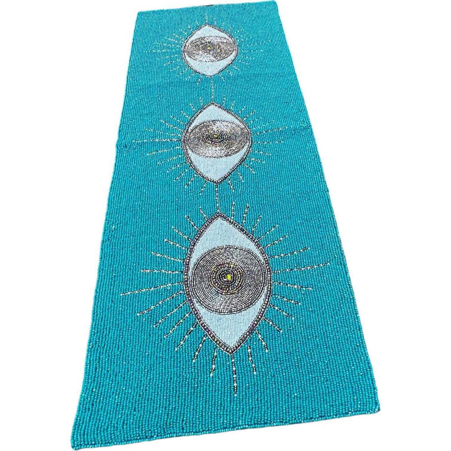 Evil Eye Motif Beaded Centerpiece Runner
