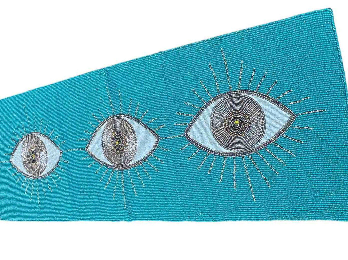 Evil Eye Motif Beaded Centerpiece Runner