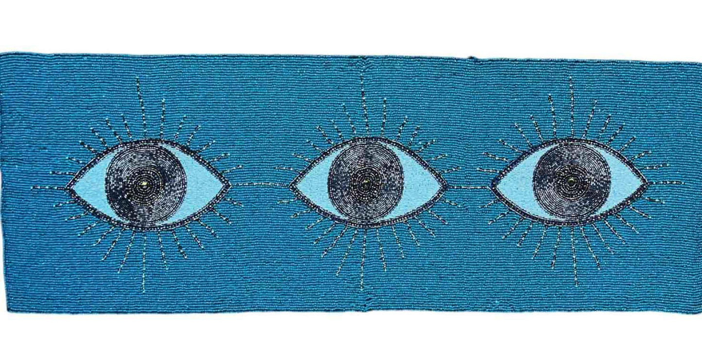 Evil Eye Motif Beaded Centerpiece Runner