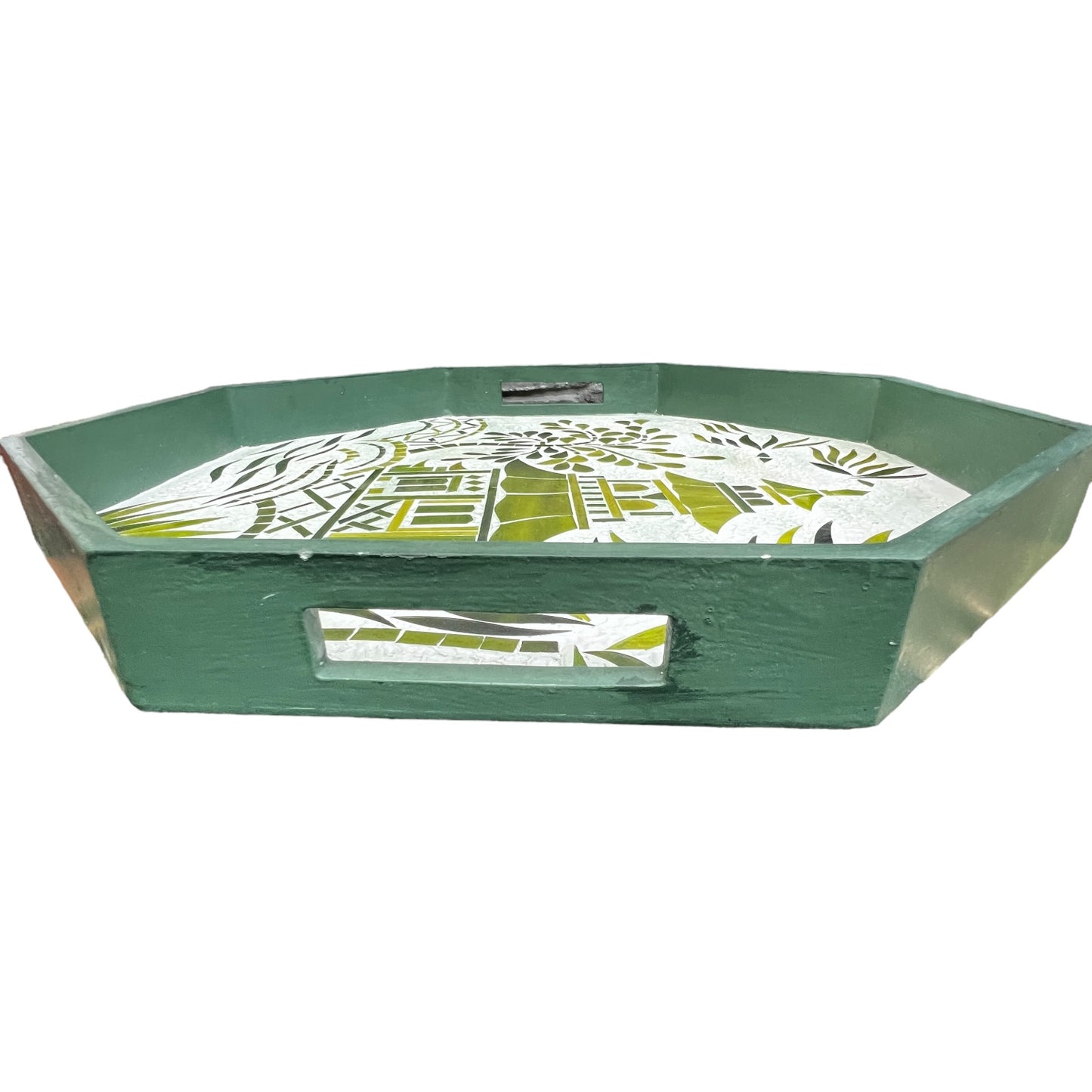 Asian Inspired Pagoda Octagonal Serving Decorative Tray