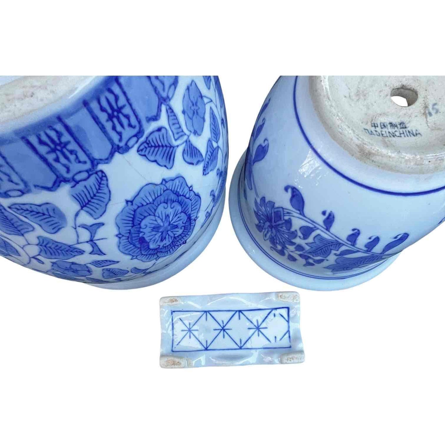 Grouping of 3 Blue and White Chinoiserie Planters