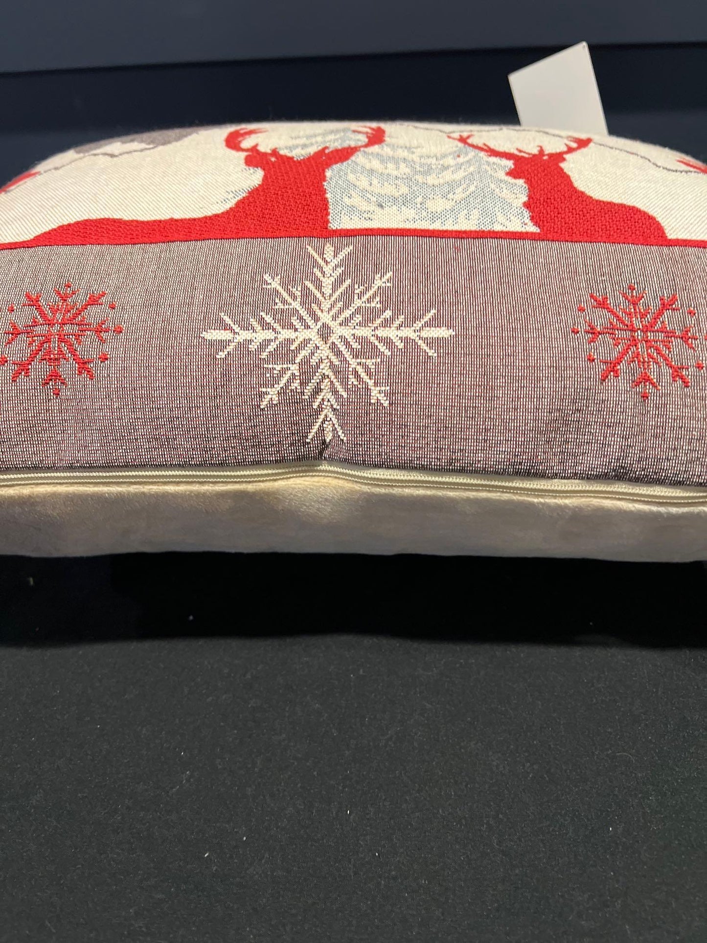 Luxury Tapestry Lumbar Pillow by Rolande Du Dreuilh French Designer - Nude Reindeer Motif, Christmas Decorative Pillow