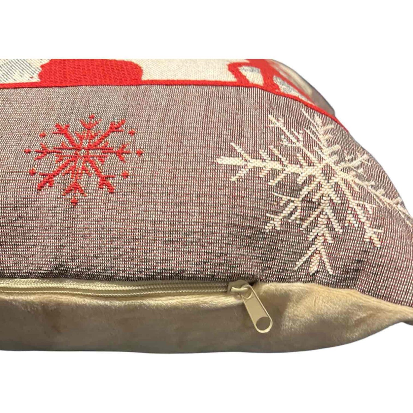 Luxury Tapestry Lumbar Pillow by Rolande Du Dreuilh French Designer - Nude Reindeer Motif, Christmas Decorative Pillow