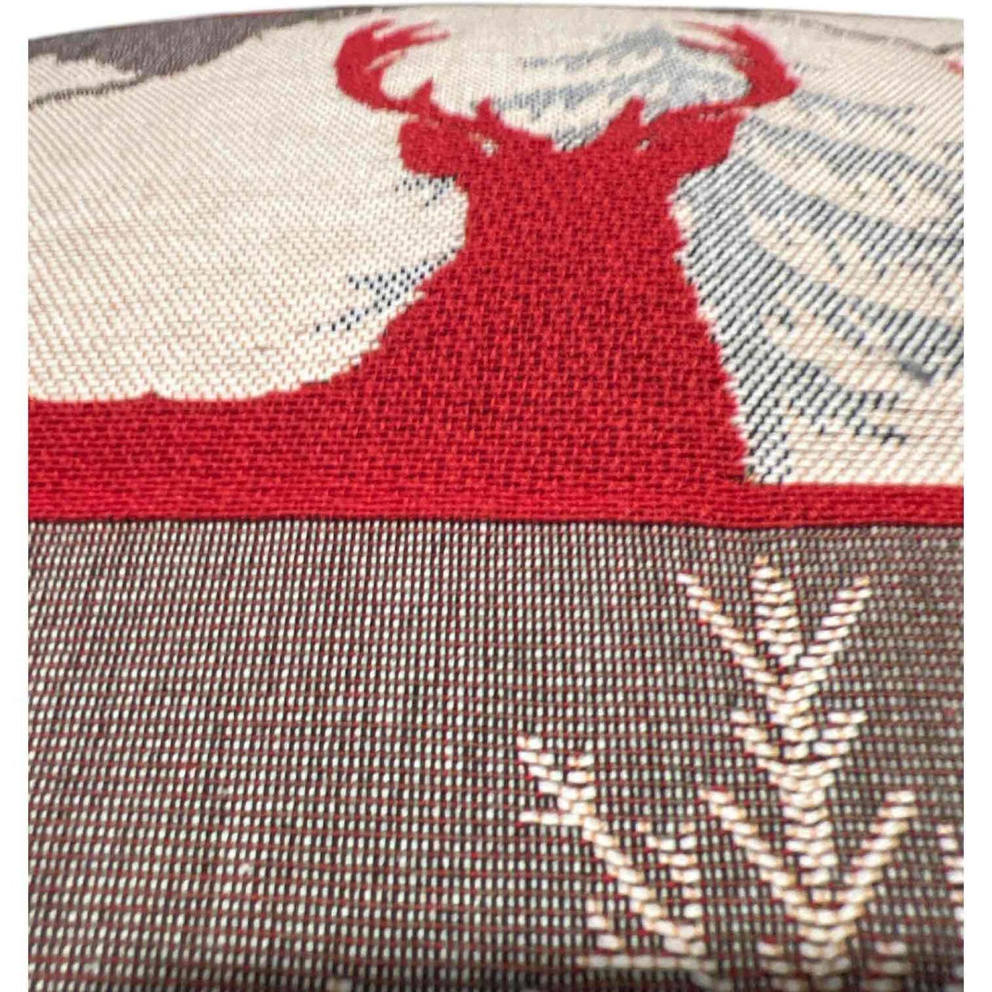 Luxury Tapestry Lumbar Pillow by Rolande Du Dreuilh French Designer - Nude Reindeer Motif, Christmas Decorative Pillow