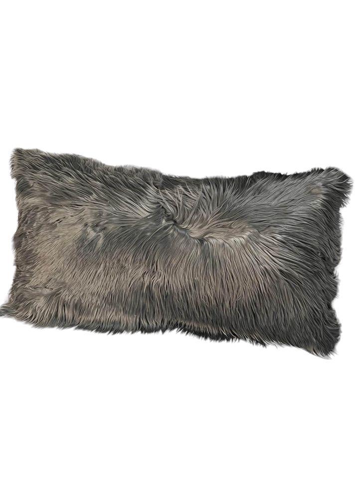 Luxurious Genuine Alpaca Gray Lumbar Accent Pillow