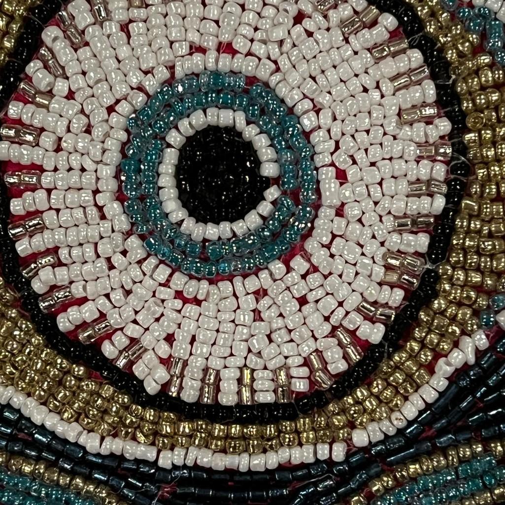 Evil Eye Motif Velvet Hand beaded Accent Decorative Pillow