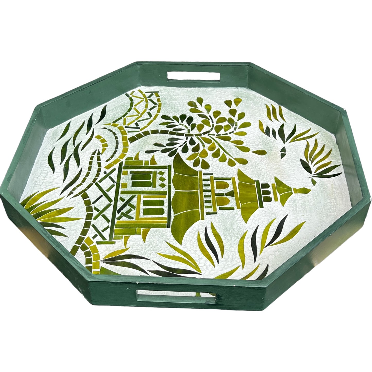 Asian Inspired Pagoda Octagonal Serving Decorative Tray
