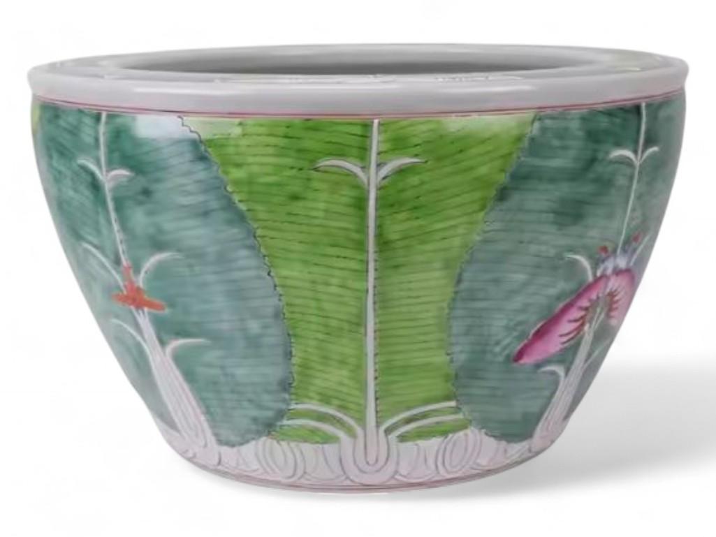 Hand-Painted Chinese Bok Choy Cabbage Leaf Ceramic Fish Bowl Planter by Trunky Fresh