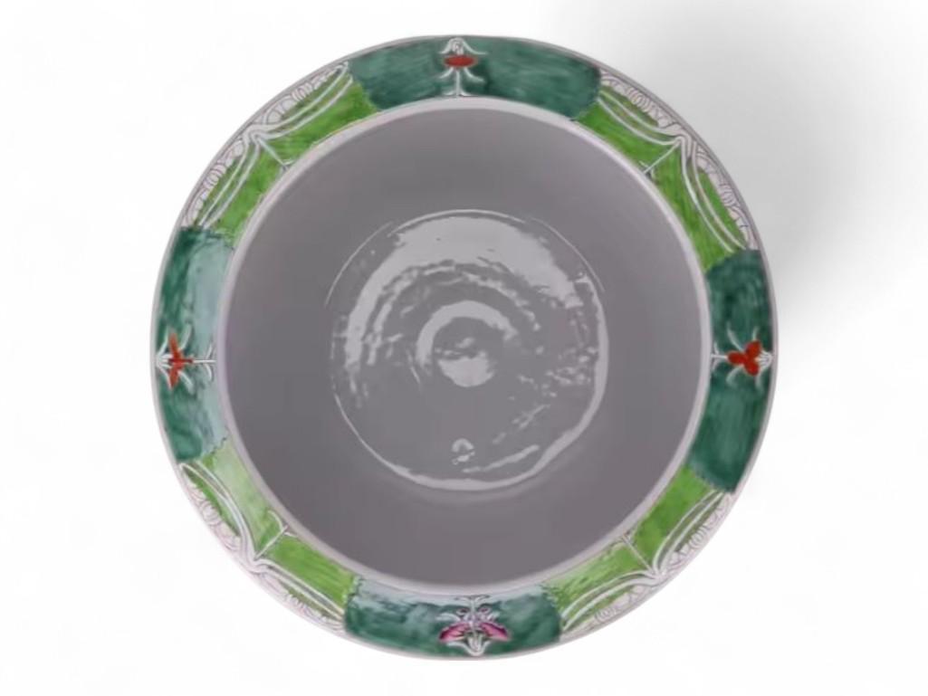 Hand-Painted Chinese Bok Choy Cabbage Leaf Ceramic Fish Bowl Planter by Trunky Fresh