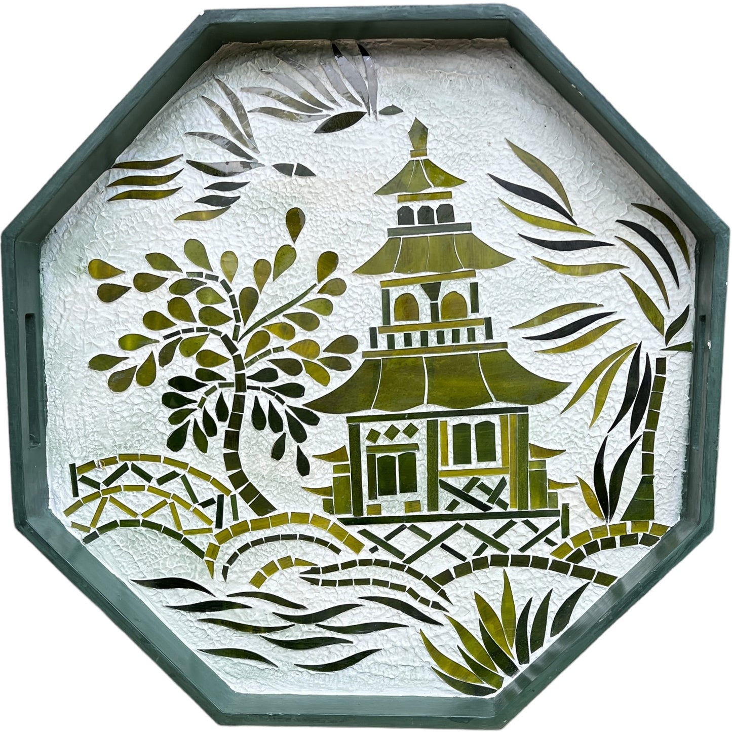 Asian Inspired Pagoda Octagonal Serving Decorative Tray