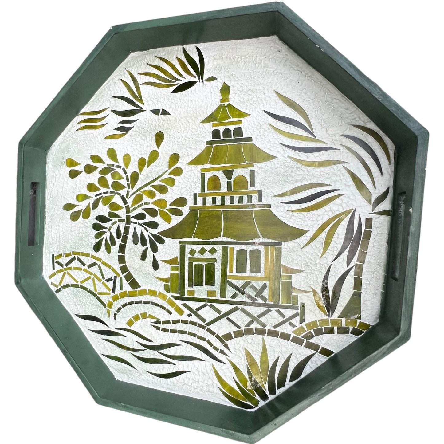 Asian Inspired Pagoda Octagonal Serving Decorative Tray
