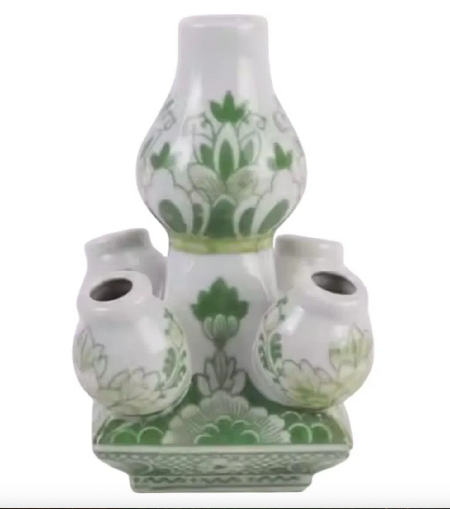 Small Green and White Porcelain Pagoda Vase – Tulipiere – Handcrafted in Jingdezhen