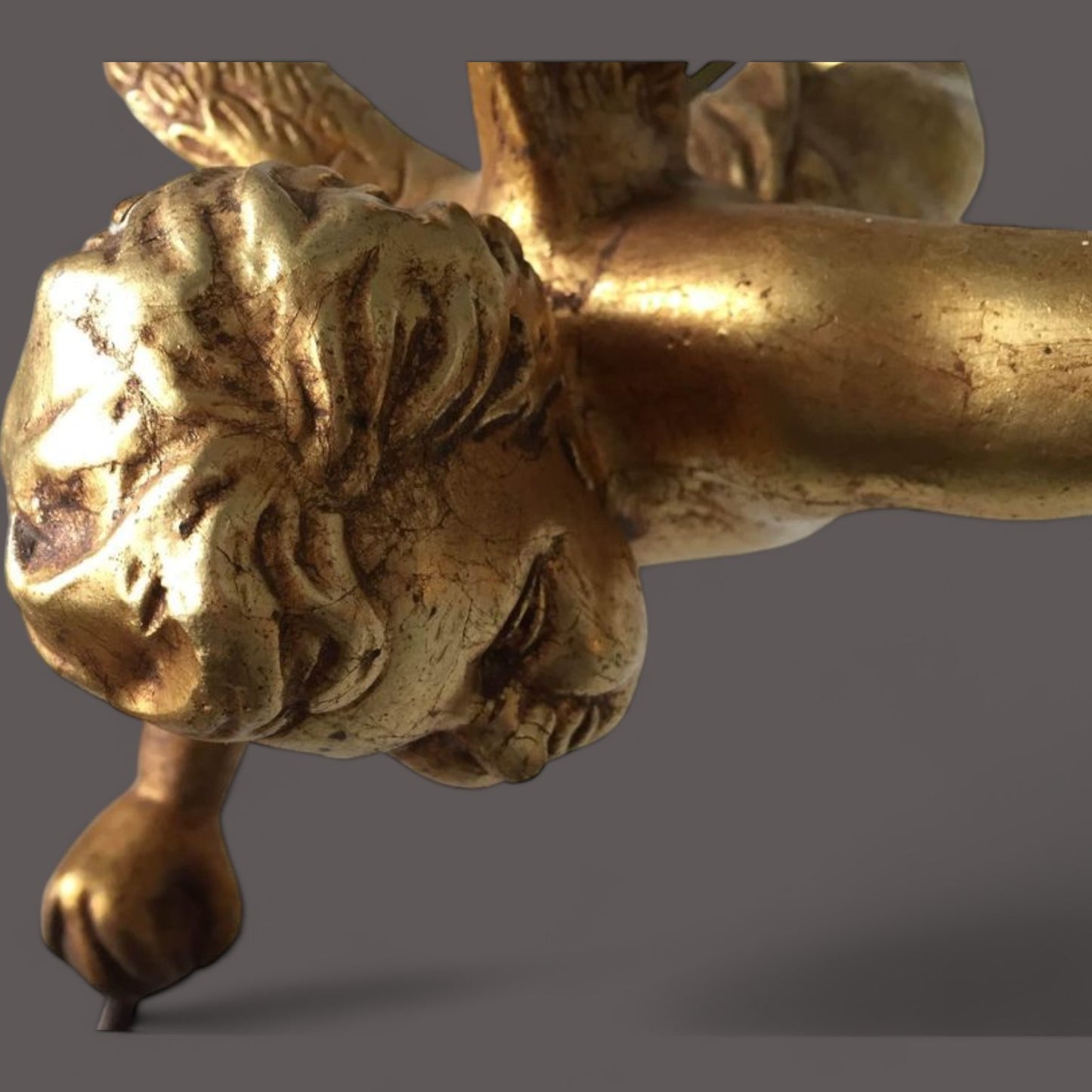 Vintage Gilt Cherub Double Crystal Chandelier
