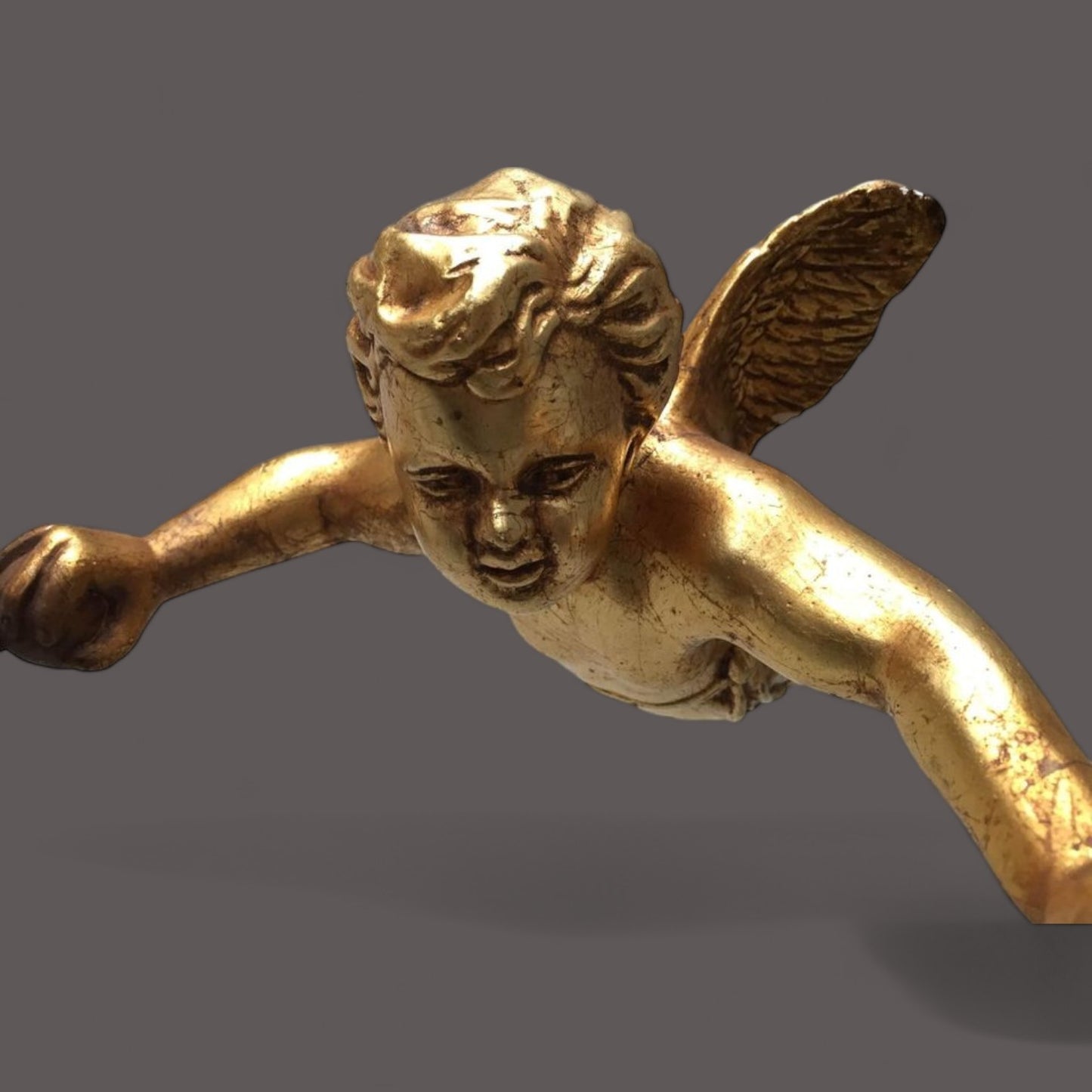 Vintage Gilt Cherub Double Crystal Chandelier