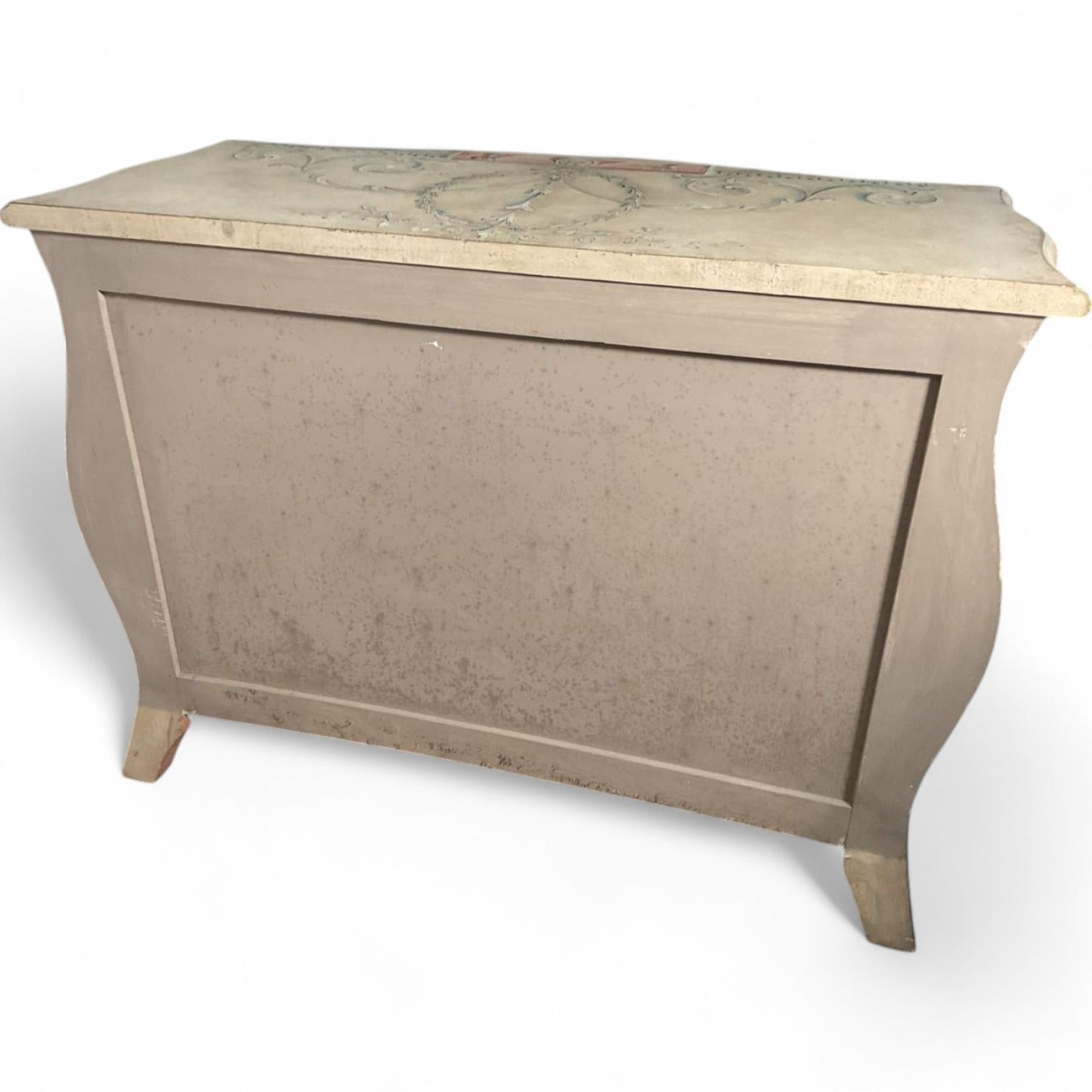 Elegant Hand-Painted Patina Veneto Bombe Chest – Timeless Artisan Craftsmanship