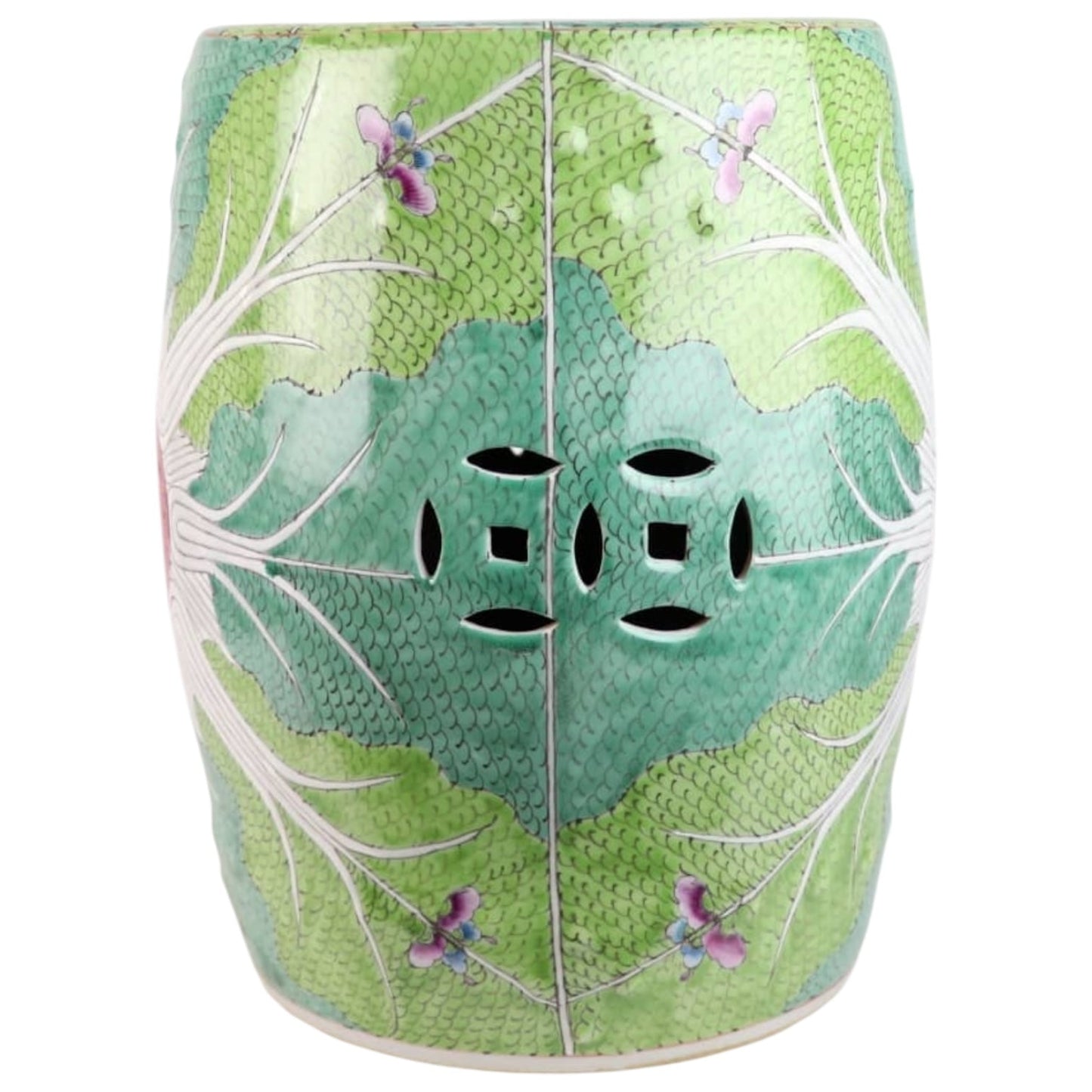 Green Hand-Painted Bok Choy Porcelain Garden Stools