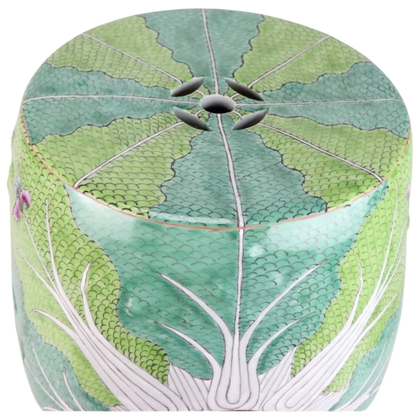 Green Hand-Painted Bok Choy Porcelain Garden Stools
